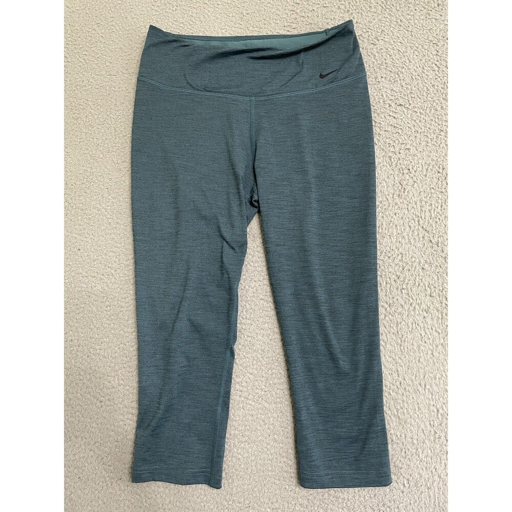 Nike Legend 2.0 Capri Leggings Women size M Heathered Teal Dri Fit Inner Pocket